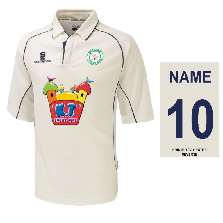 Barrowby Cricket Club Premier 3/4 Sleeve Playing Shirt - Navy Trim