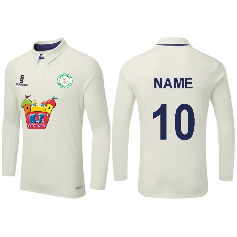 Barrowby Cricket Club Ergo Long Sleeve Playing Shirt - Navy Trim